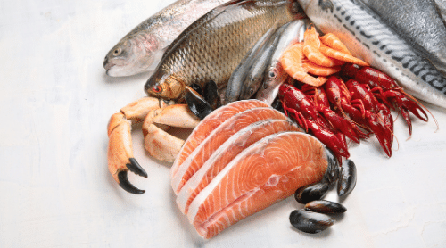 variety of fish and seafood featured