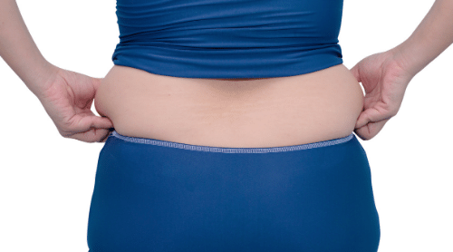 woman with muffin top fat featured