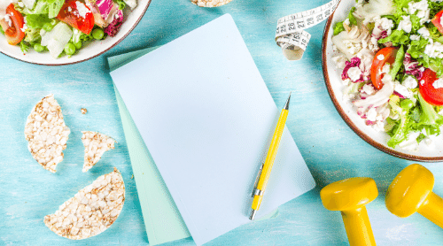 notepad, healthy food, and weight featured