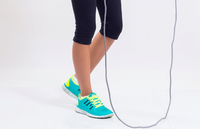 woman preparing to jump rope